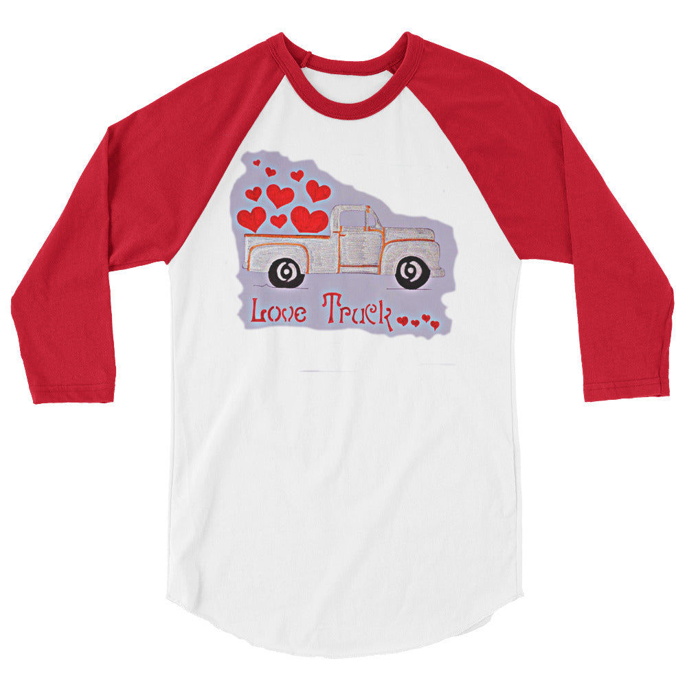 Truck Full of Love 80's 3/4 sleeve raglan t-shirt