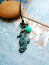 Blue Sea Glass Wrap Bracelet, Boho Jewelry
