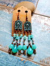 Gorgeous Aqua Glass and Copper Earrings