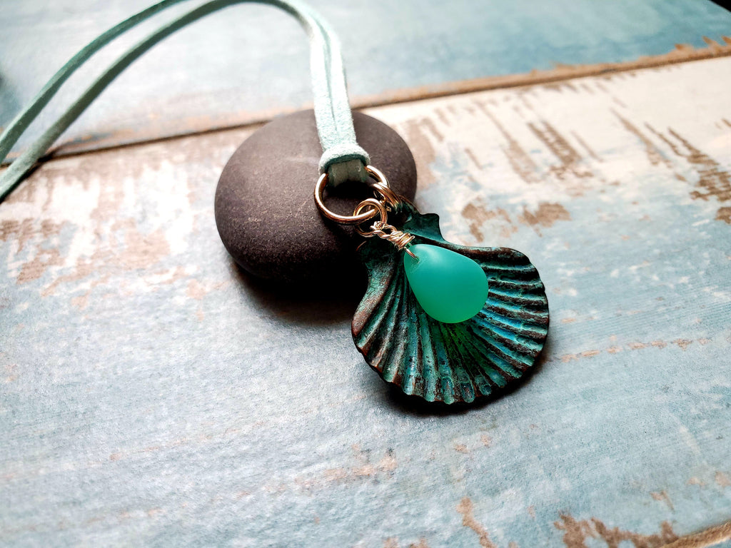 Aqua Sea Shell Necklace