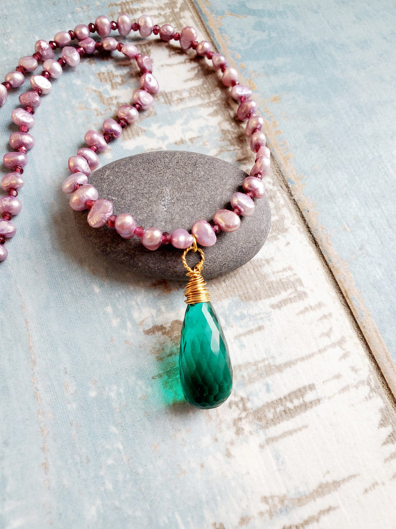 Green Tourmaline Teardrop Necklace