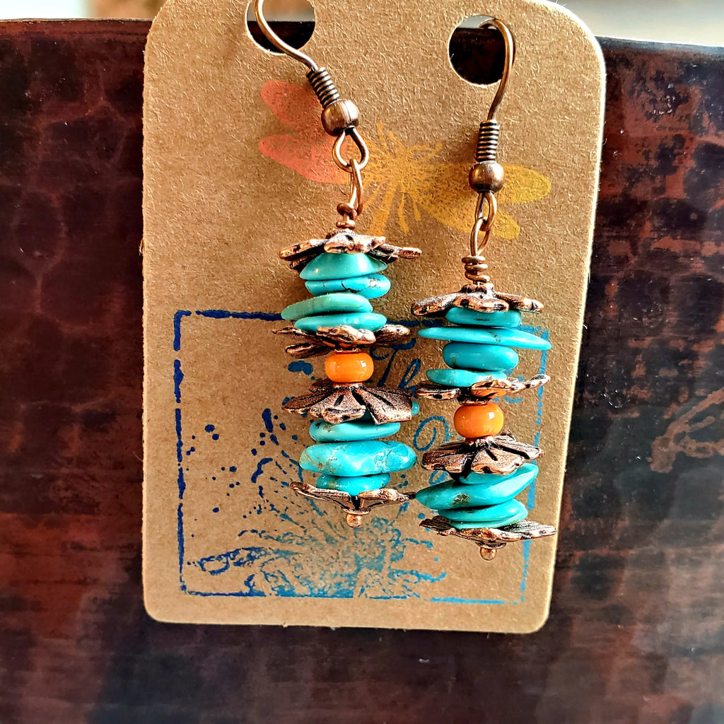 Boho Turquoise and Copper Earrings