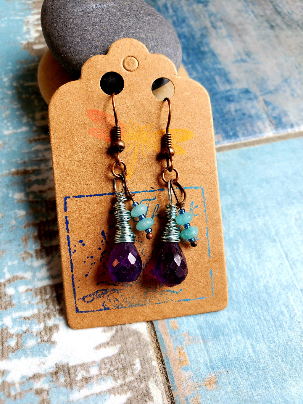 Amethyst Teardrop Wrap Earrings