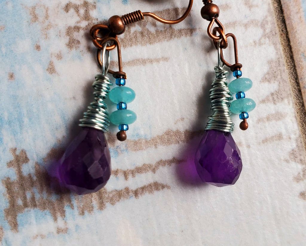 Amethyst Teardrop Wrap Earrings