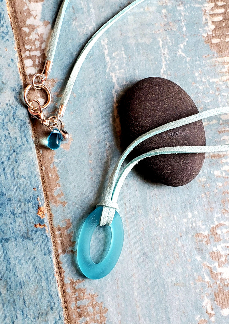 Aqua Sea Glass Necklace