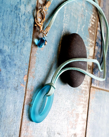 Gorgeous Aqua Glass and Copper Earrings