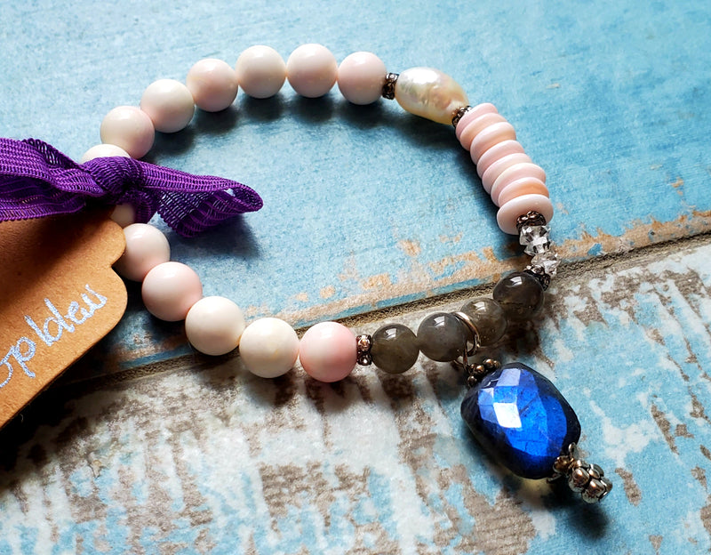 Labradorite and Herkimer Diamond Bracelet