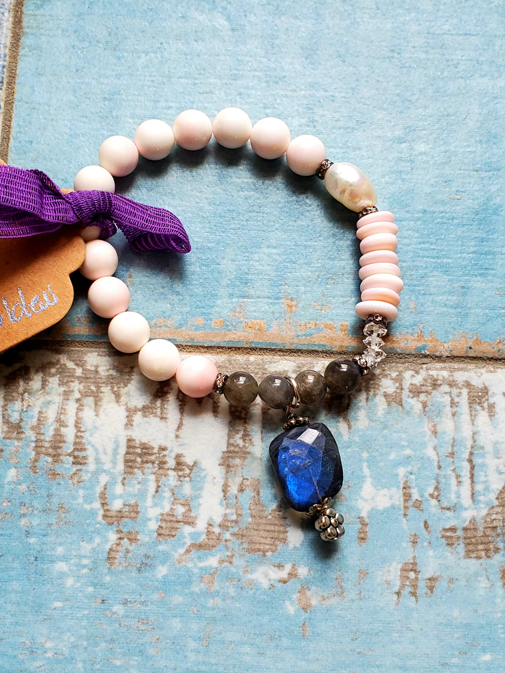 Labradorite and Herkimer Diamond Bracelet