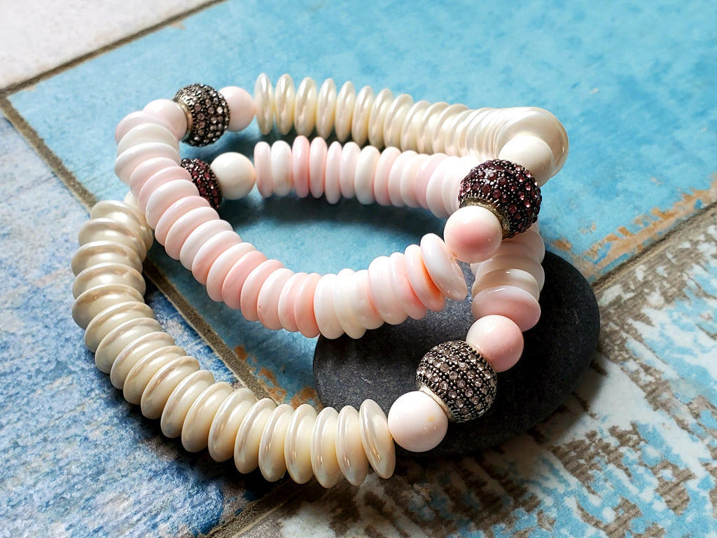 Conch and Pearl Stretch Bracelets