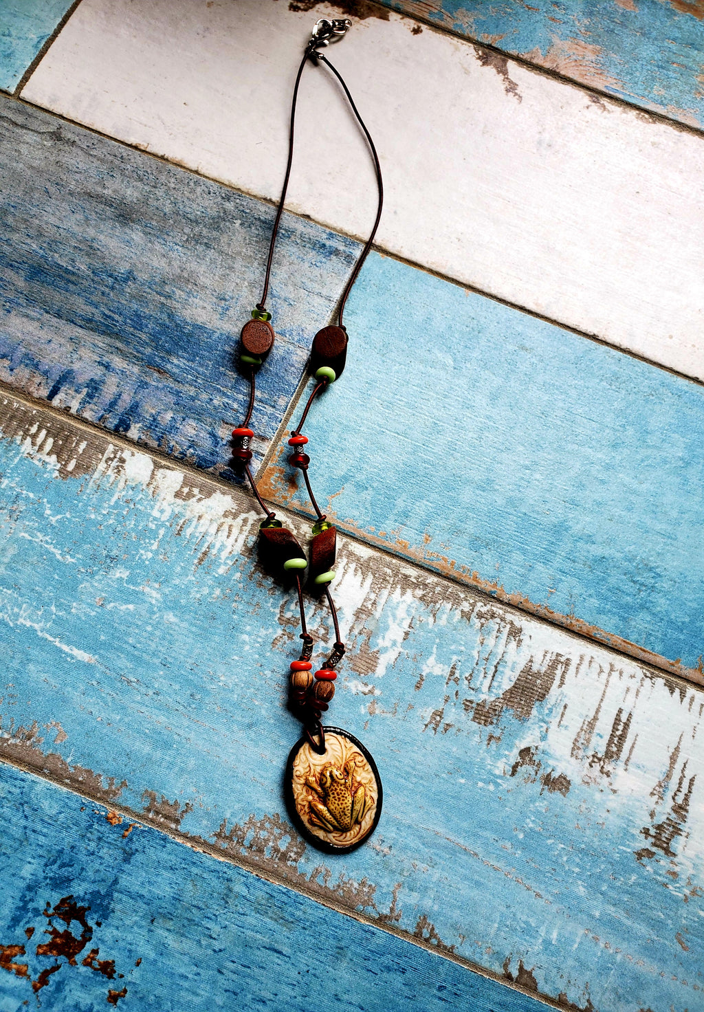 Boho Ceramic Frog Necklace