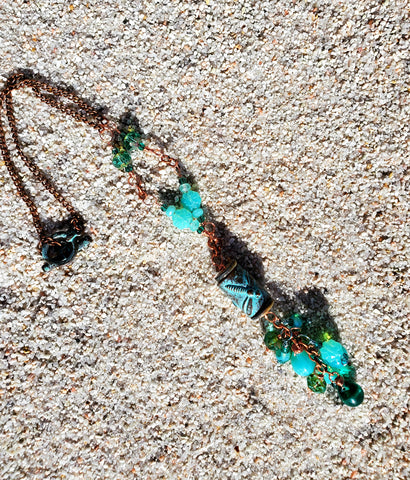 Bone and Abalone Feather Necklace