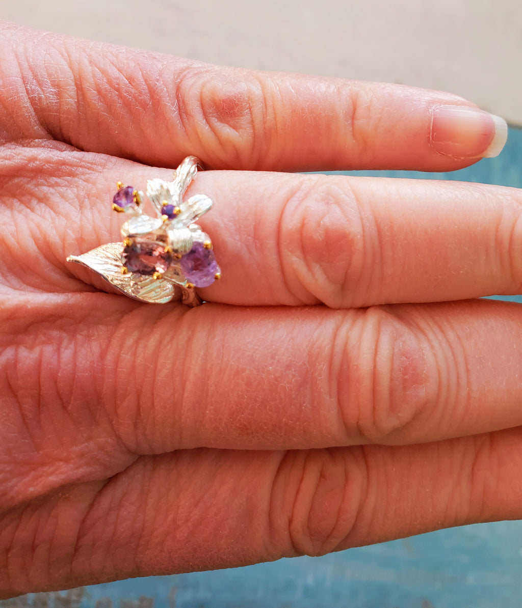 February Birthstone Gift, Fairy Leaf Ring