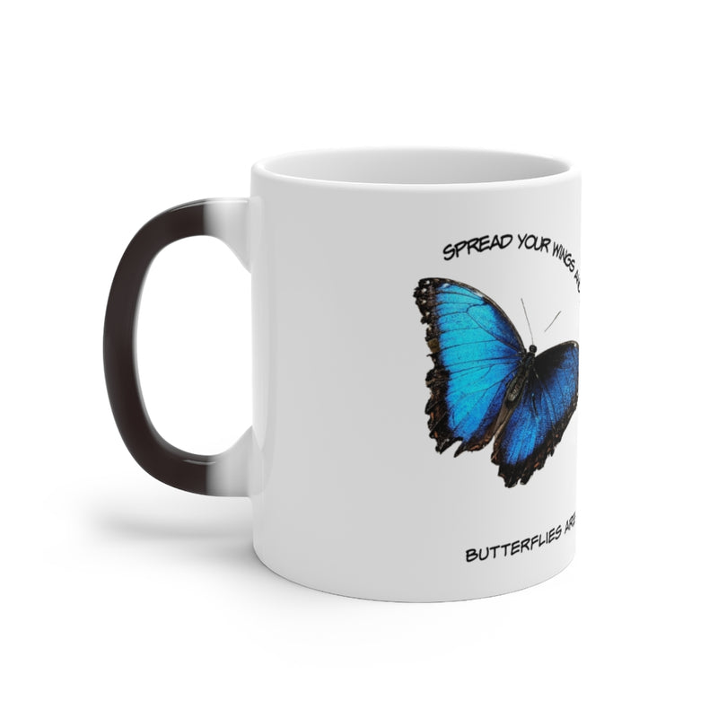 Butterfly Mug, Positive Morning, Gift for Your Love, Color Changing Mug