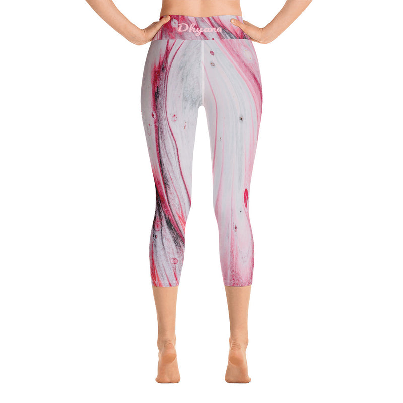 Peaceful Yoga, Abstract Yoga, DhyanaYoga Capri Leggings, Yoga Pants, Designer Yoga