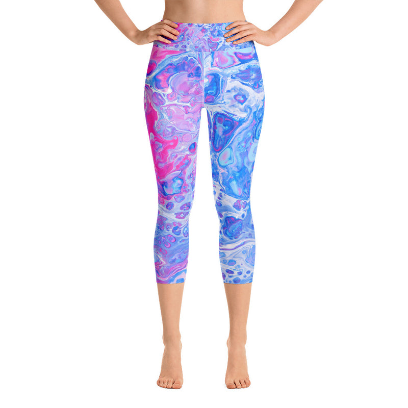 Yoga Pants, Shanti Yoga, Peace Yoga, Pink Yoga Pants, Blue Yoga Pants, Yoga Capri Leggings