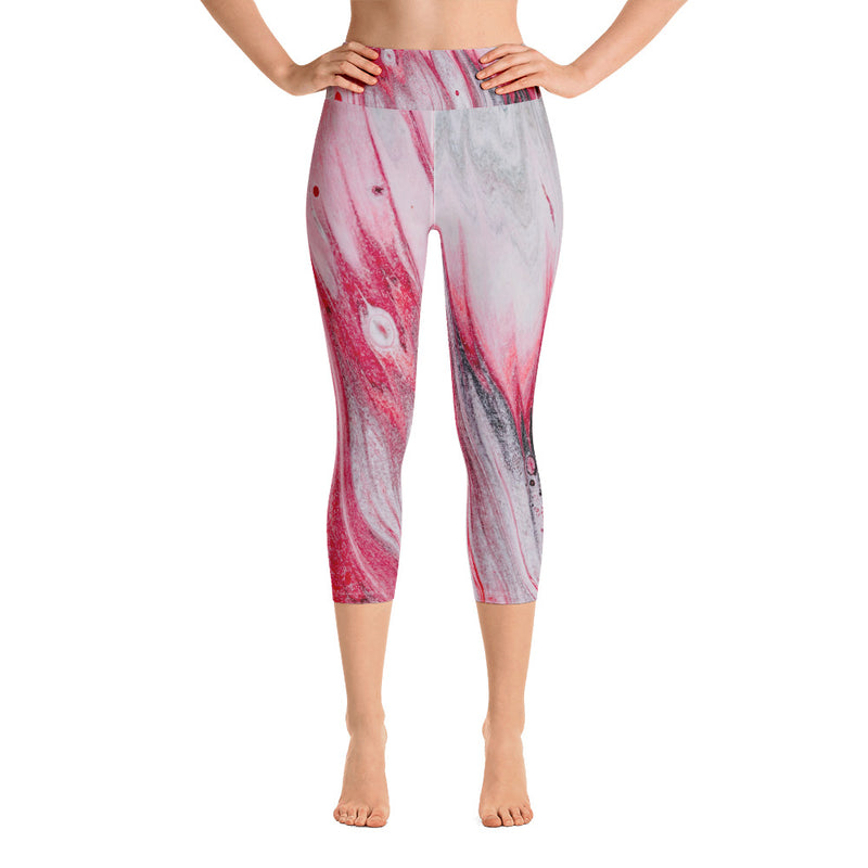 Peaceful Yoga, Abstract Yoga, DhyanaYoga Capri Leggings, Yoga Pants, Designer Yoga