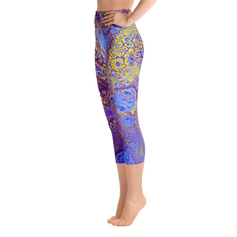 Ahimsa Yoga, Feel Good Yoga, Peace Yoga, Purple Yoga Pants, Designer Yoga, Yoga Capri Leggings