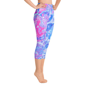 Yoga Pants, Shanti Yoga, Peace Yoga, Pink Yoga Pants, Blue Yoga Pants, Yoga Capri Leggings