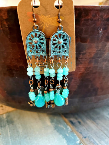 Boho Turquoise and Copper Earrings