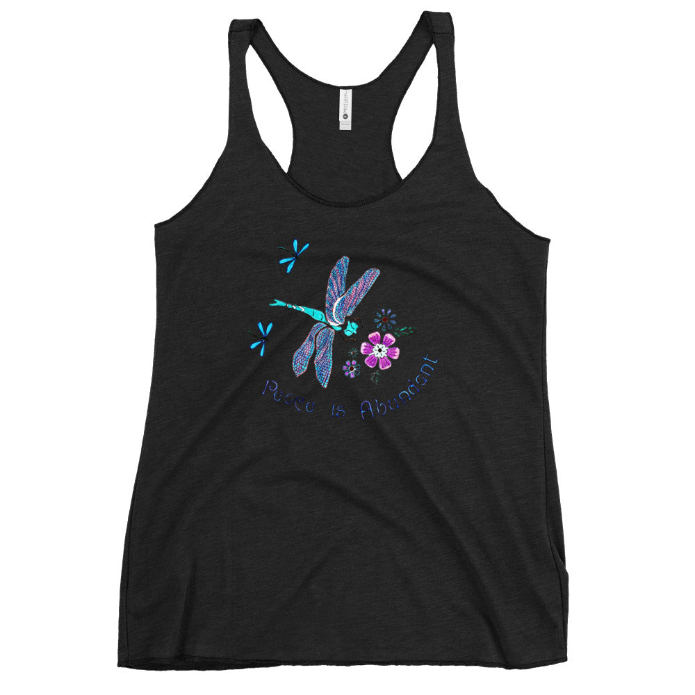 Peace is Abundant Dragonfly Women's Racerback Tank