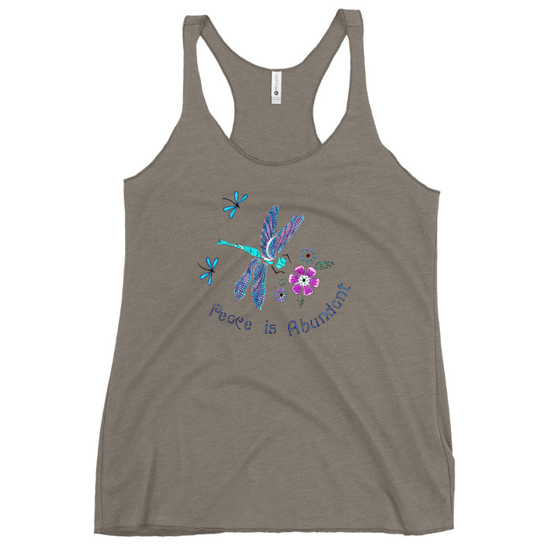 Peace is Abundant Dragonfly Women's Racerback Tank
