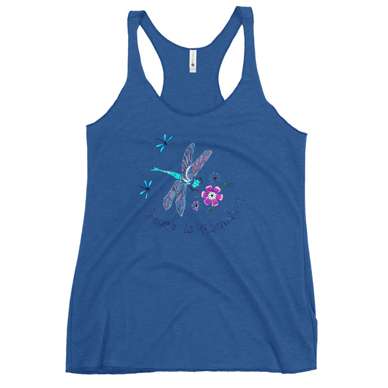 Peace is Abundant Dragonfly Women's Racerback Tank
