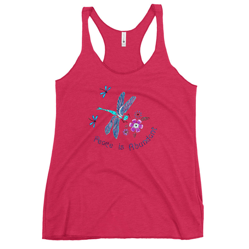Peace is Abundant Dragonfly Women's Racerback Tank